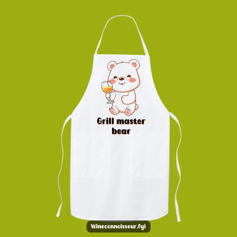 Funny Bear Chef Apron: Cook with Joy and a Glass of Wine!
