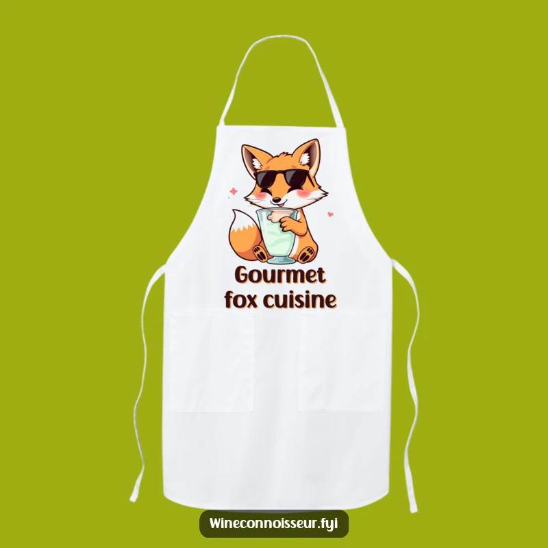Funny Fox Wine Apron: Kitchen Elegance Kawaii, Perfect Chef Gift