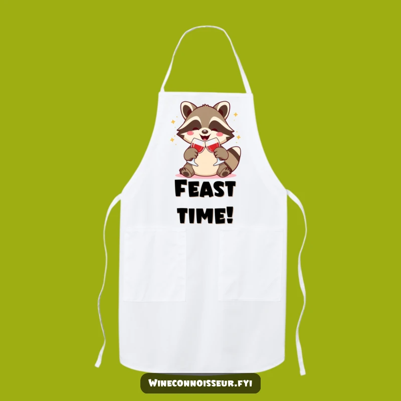 Funny Kawaii Raccoon Wine Toast Apron: Festive Kitchen Fun, Perfect Gift