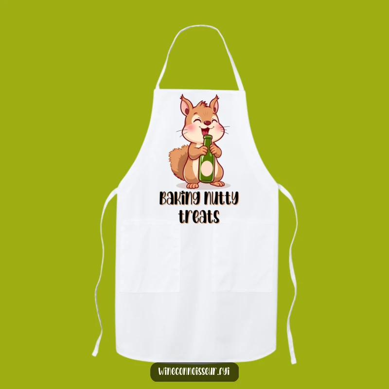Funny Squirrel Bottle Apron: Chef's Excitement & Uncorking Humor Gift