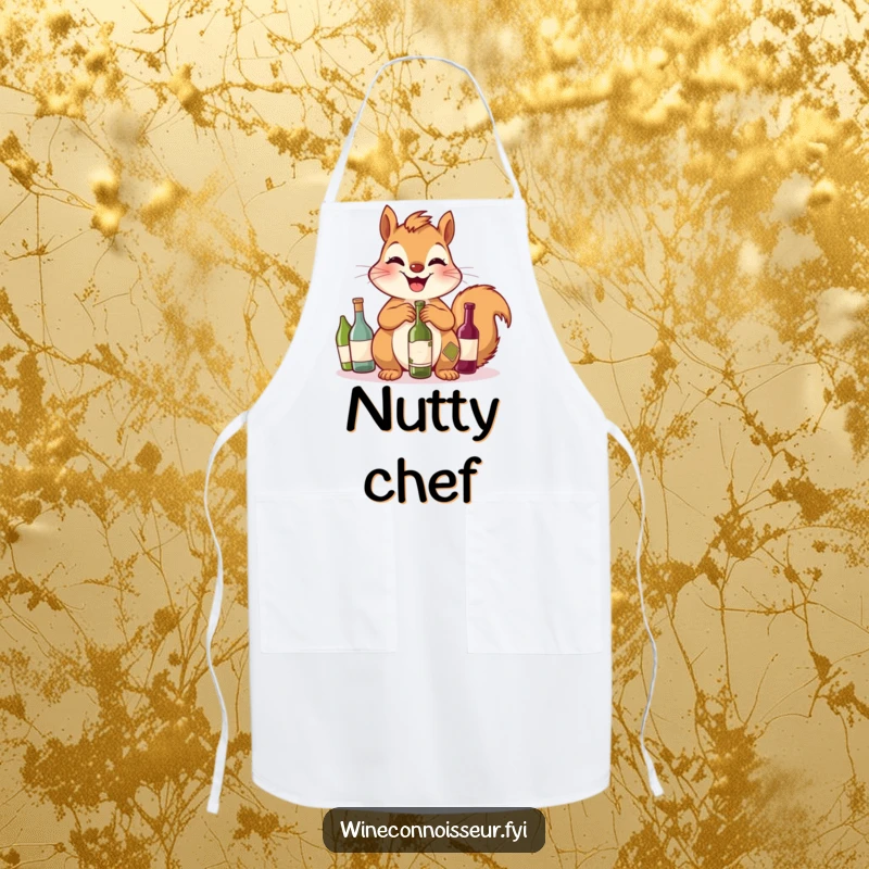 Funny Squirrel Apron: A giggling squirrel shows off its tiny wine bottle collection, perfect for kitchen adventures.