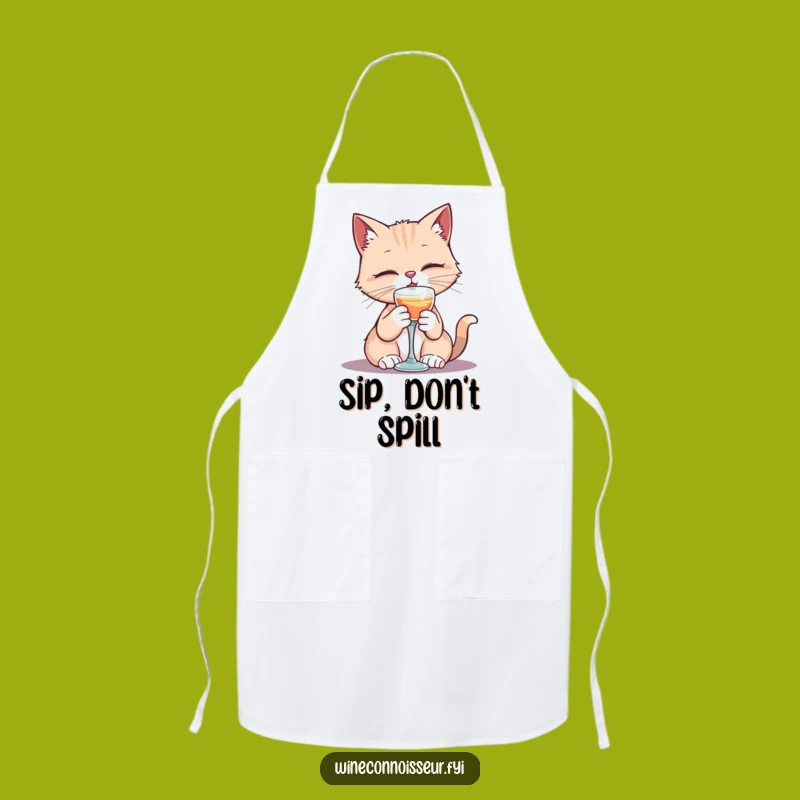 Funny Cat Goblet Apron: Elegant Kitchen Humor for Feline Fans Gift