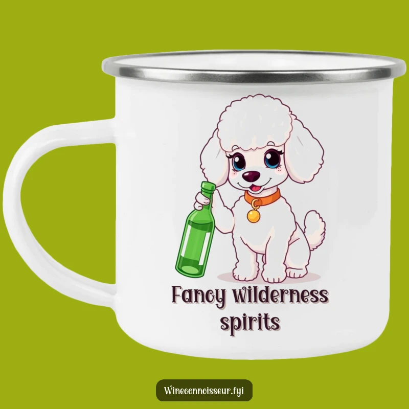 Durable Funny White Poodle Camping Mug - Sophisticated Sips for Outdoor Adventures