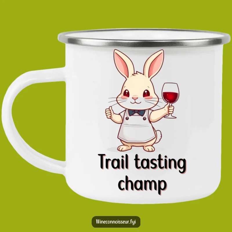 Funny Brave Rabbit Sommelier Camping Mug - Bunny Wine Taster Outdoor Gift