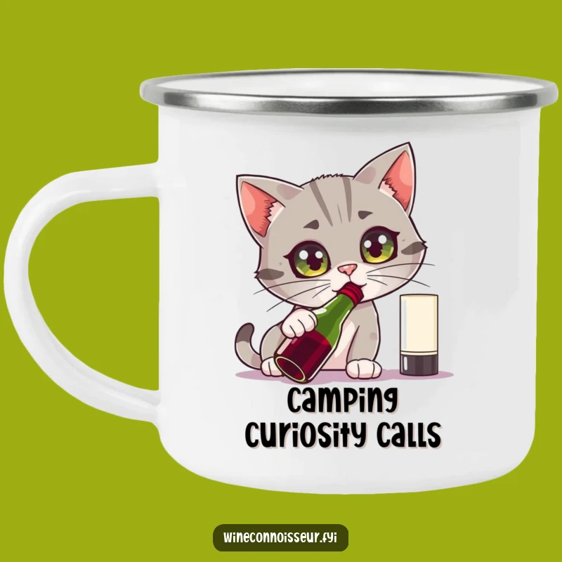 Funny Curious Cat Wine Camping Mug - Outdoor Sniff Perfect Funny Gift