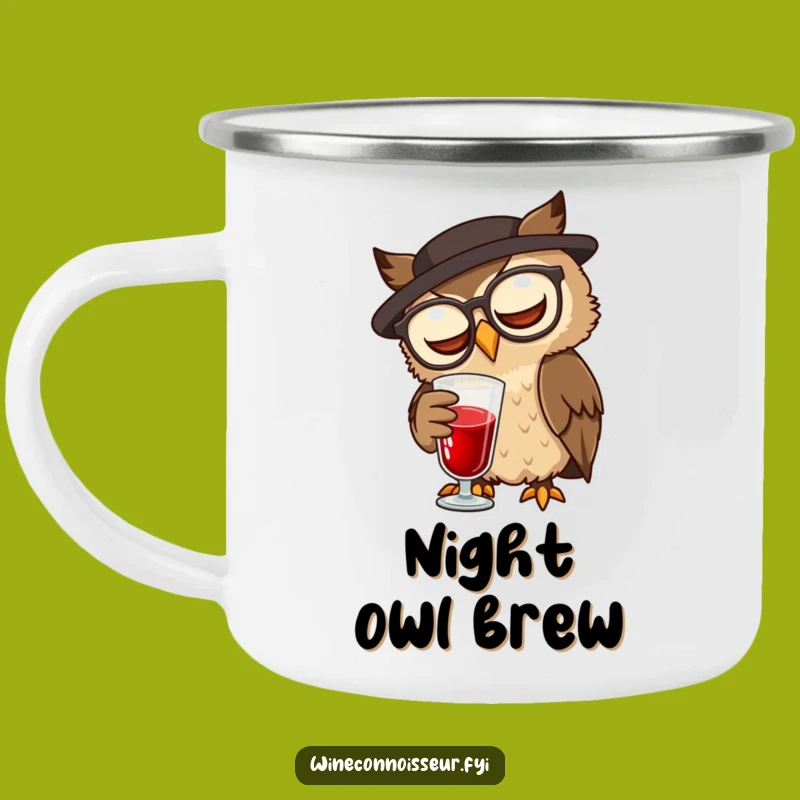 Funny Owl Sommelier Camping Mug: Adventure Ready Wise Character Drinkware