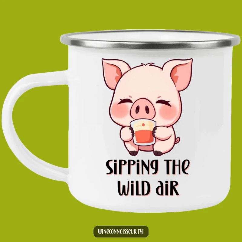 Funny Kawaii Pig Camping Mug - Sip Outdoors with Giggles and Warmth