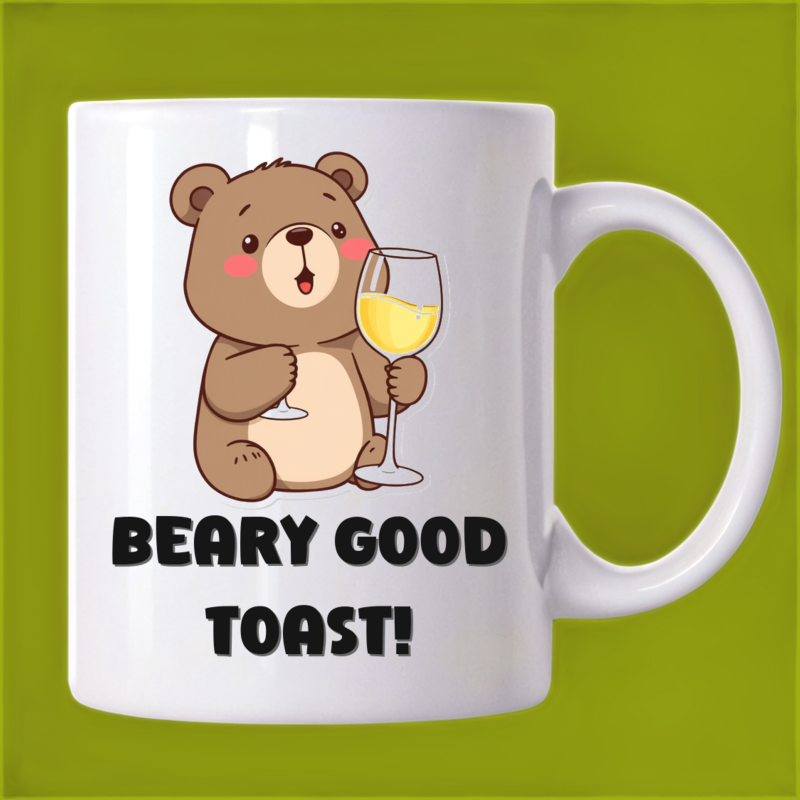 Bear Toasting Mug: Cheers to White Wine 