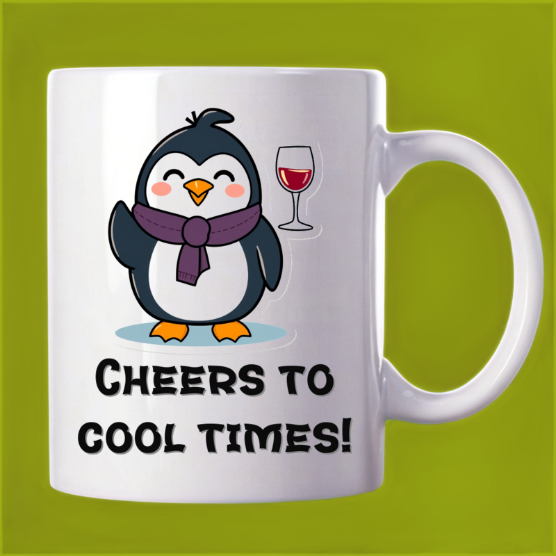 Penguin's Toast: A Festive Wine Mug for Celebrations 