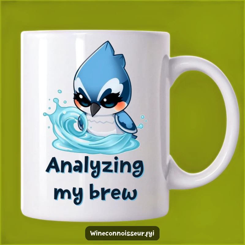 Funny Blue Jay Scientist Mug: Determined Character Analyzing Liquid, Humorous Gift