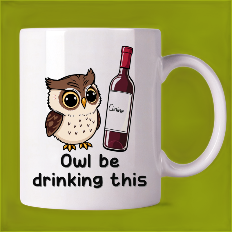 Owl's Wine Bottle Mug: Intently Watching Wine 