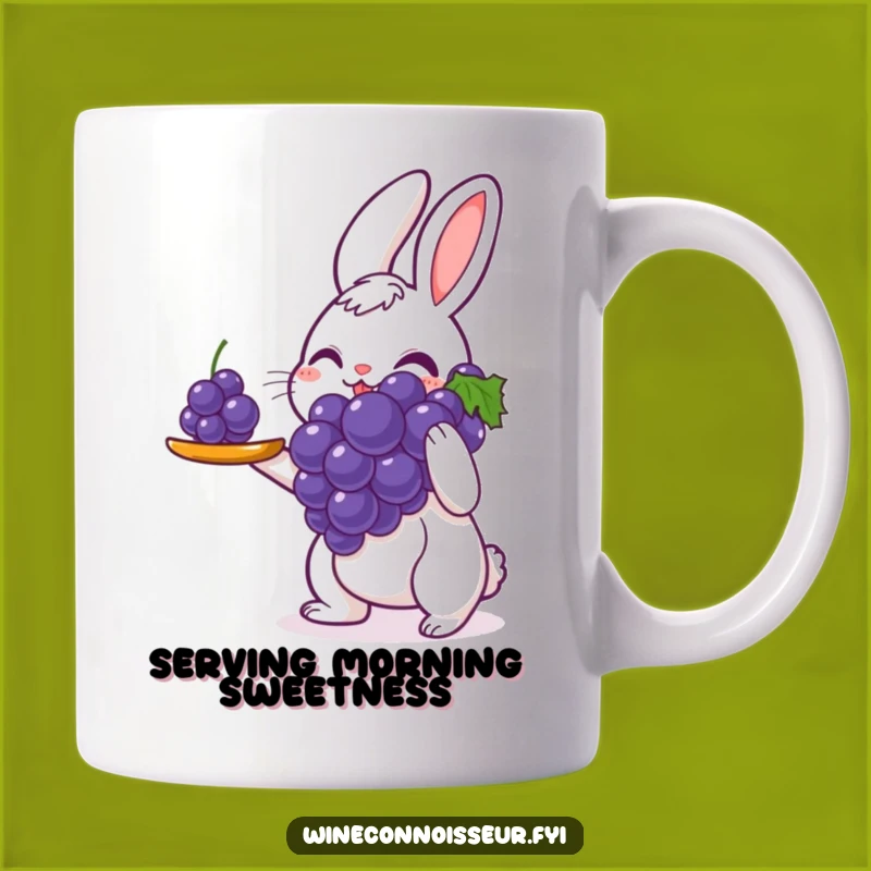 Funny Rabbit Server Mug: Delightful Grape Presentation, Perfect Funny Gift