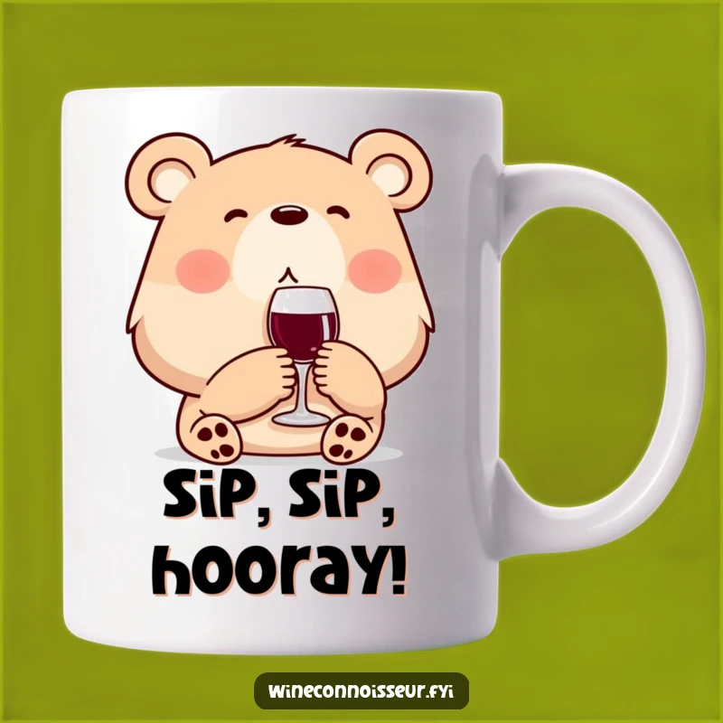 Funny Wine Bear Mug: Relaxed Character Sip Gift for Wine Lovers