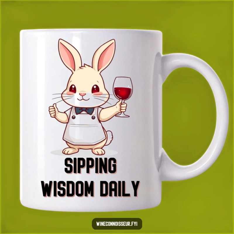 Funny Brave Rabbit Sommelier Mug - Wise Bunny Wine Taster Gift