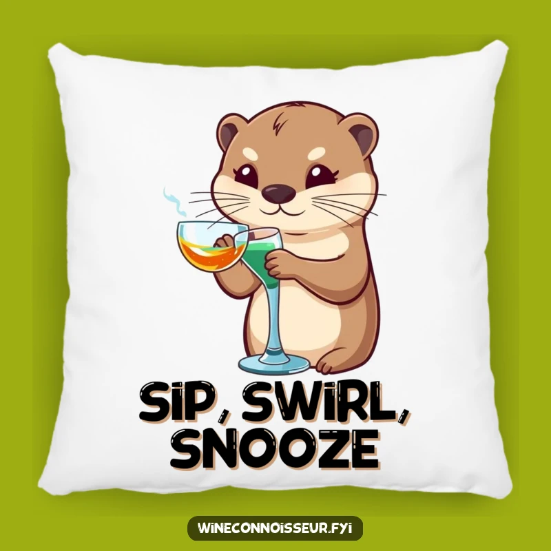 Funny Otter Swirling Pillow - Cozy Sophistication Cushion, Gift