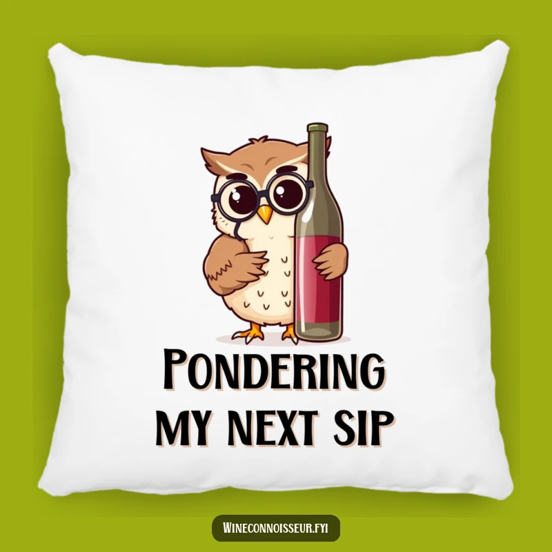 Funny Philosopher Owl Pillow - Comfy Cushion with Wine Wisdom, Perfect Humorous Gift