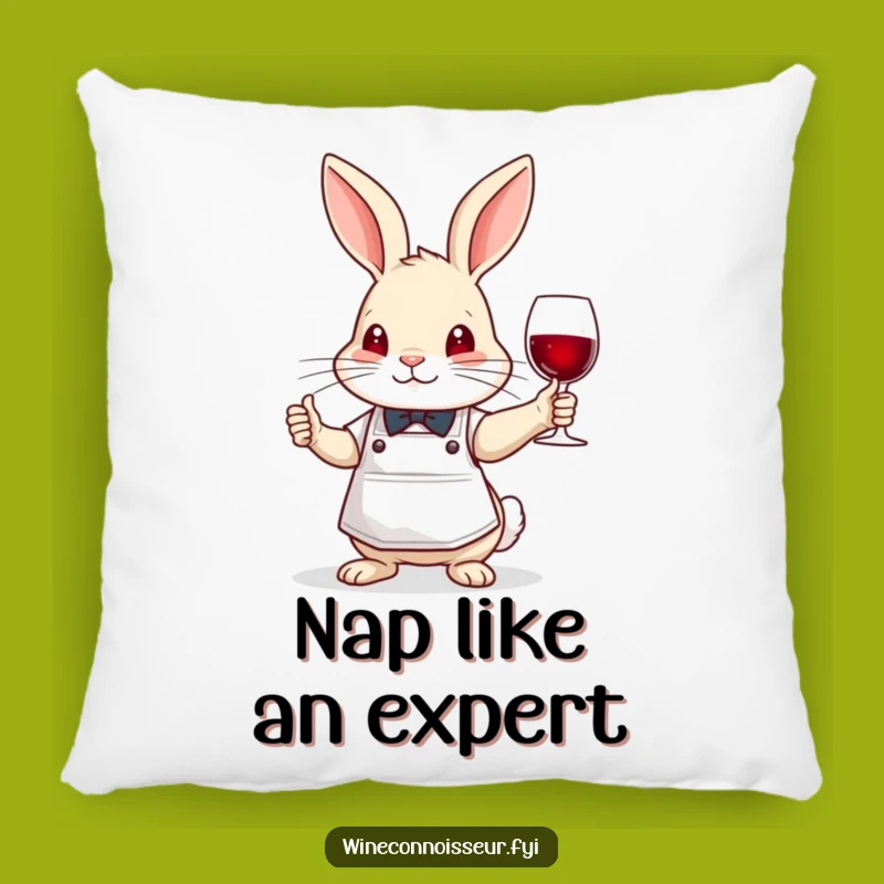 Funny Brave Rabbit Sommelier Pillow - Bunny Wine Taster Cushion Gift