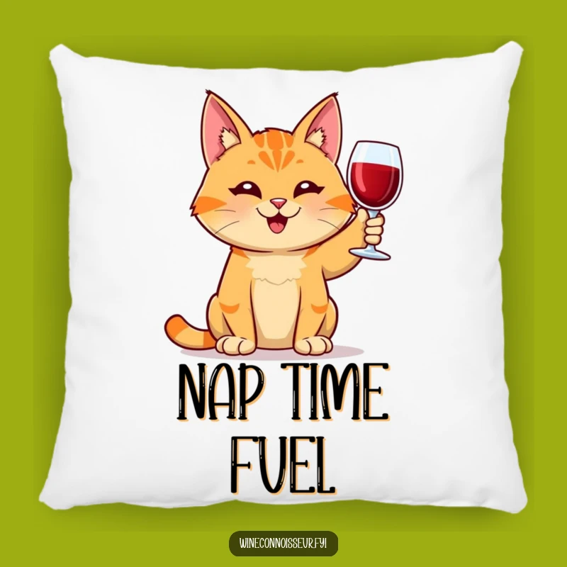 Comfy Funny Orange Tabby Cat Wine Pillow - Adorable Accent for a Cozy, Humorous Living Space
