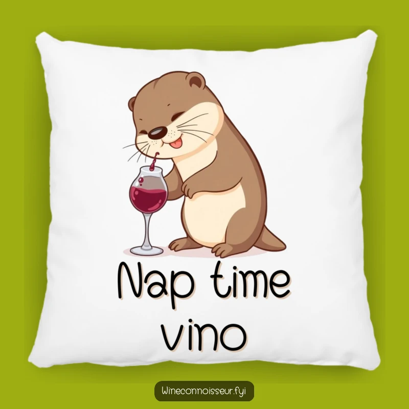 Funny Otter Wine Pillow: Cozy Up with Adorable Animal Humor Decor