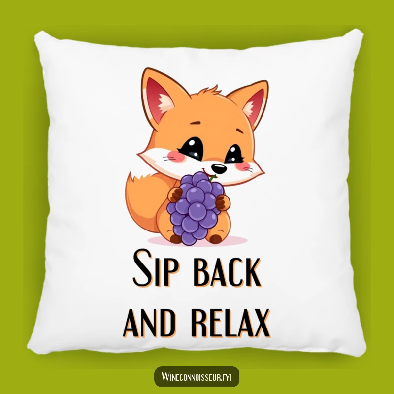 Funny Fox Grape Pillow: Comfy Cushion with a Discerning Companion