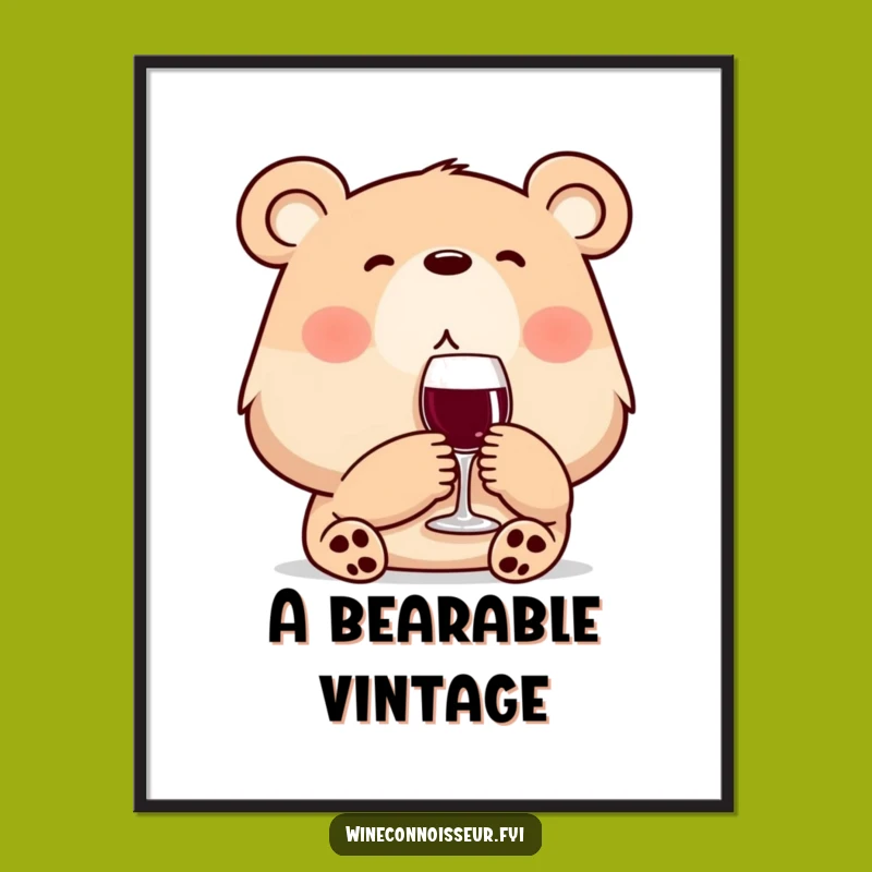 Funny Digital Wine Bear Art: Content Sip for Instant Decor