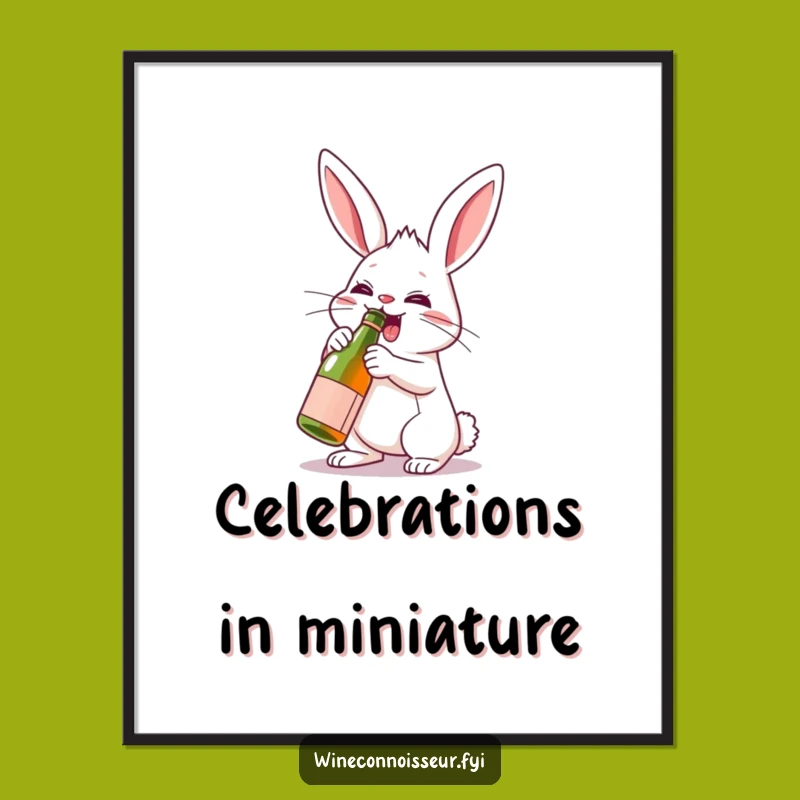 Funny Determined Rabbit Digital Art - Instant Wine Celebration