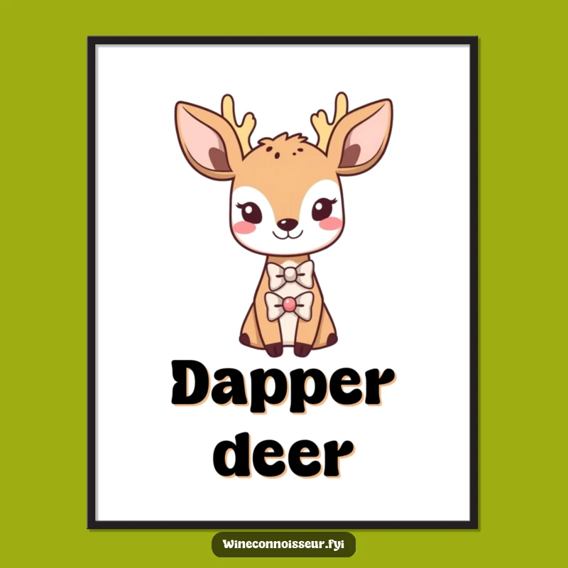 Funny Kawaii Deer Bowtie Digital Art: Instant Dapper Decor, Gift