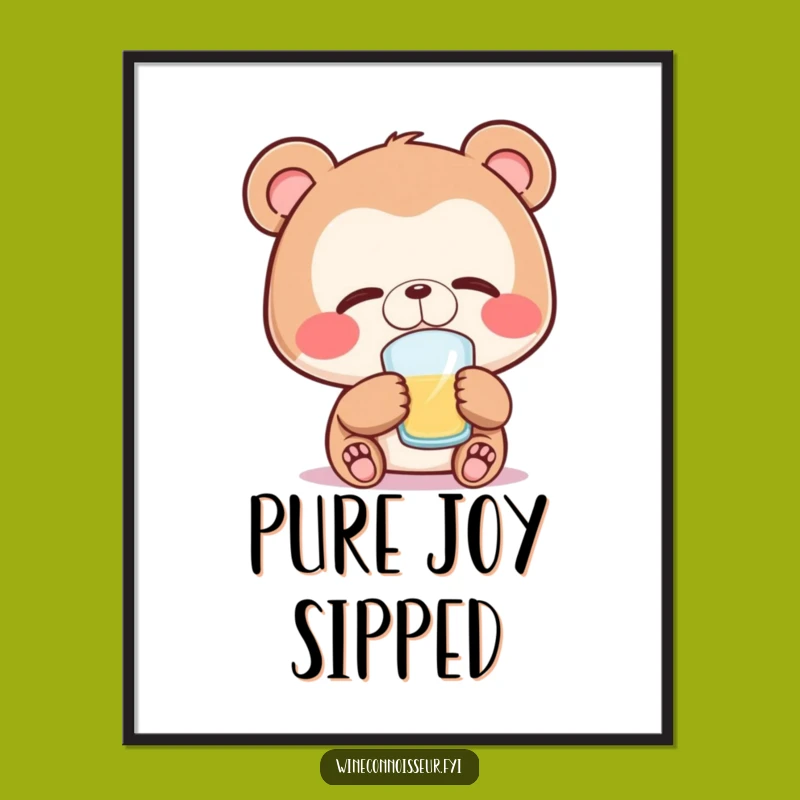 Funny Bear Sipping Digital Art - Joyful Bear Relaxation Print