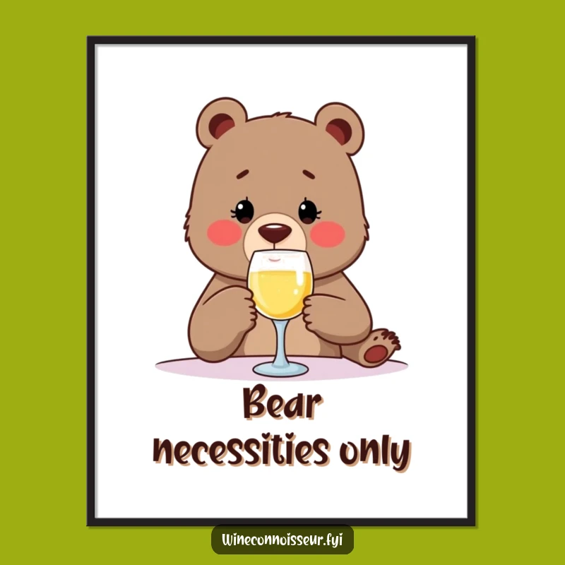 Funny Bear Wine Tasting Digital Print - Amusing Sip Decor for Instant Joy