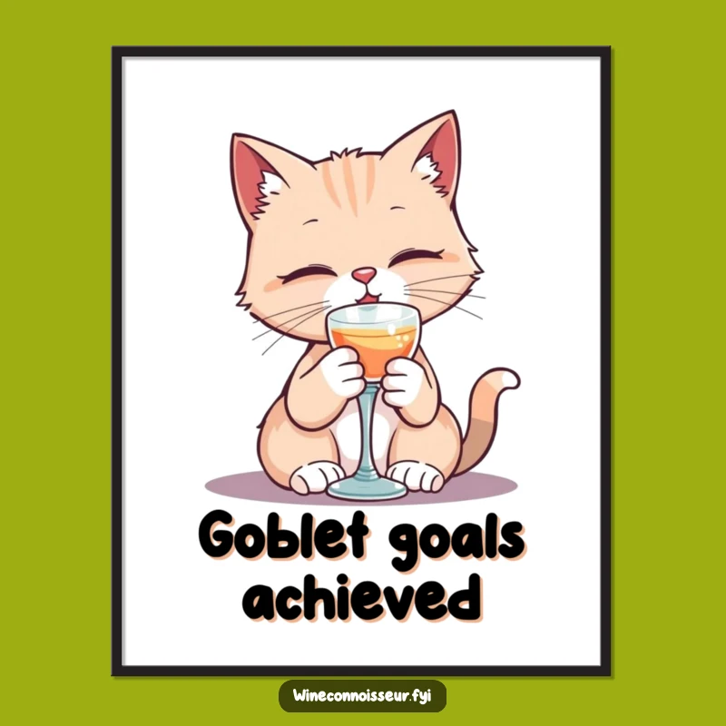 Funny Cat Goblet Digital Art: Elegant Feline Humor for Instant Decor