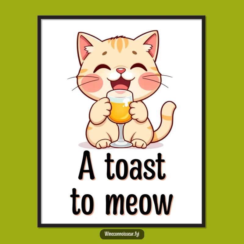 Funny Cat Toasting Digital Art - Delighted Cat Celebration Print