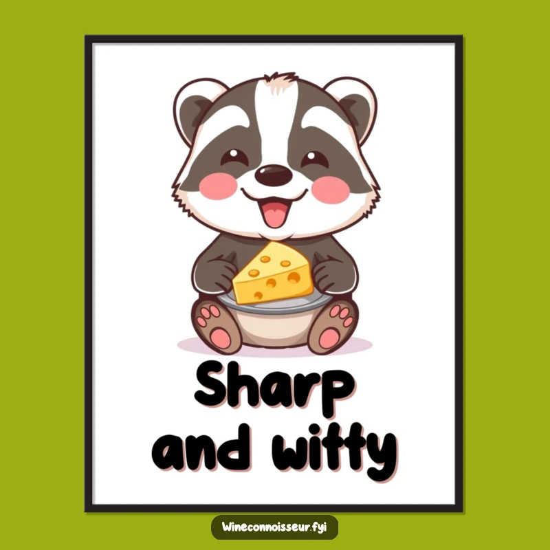 Funny Digital Badger Cheese Art: Joyful Pairing Decor