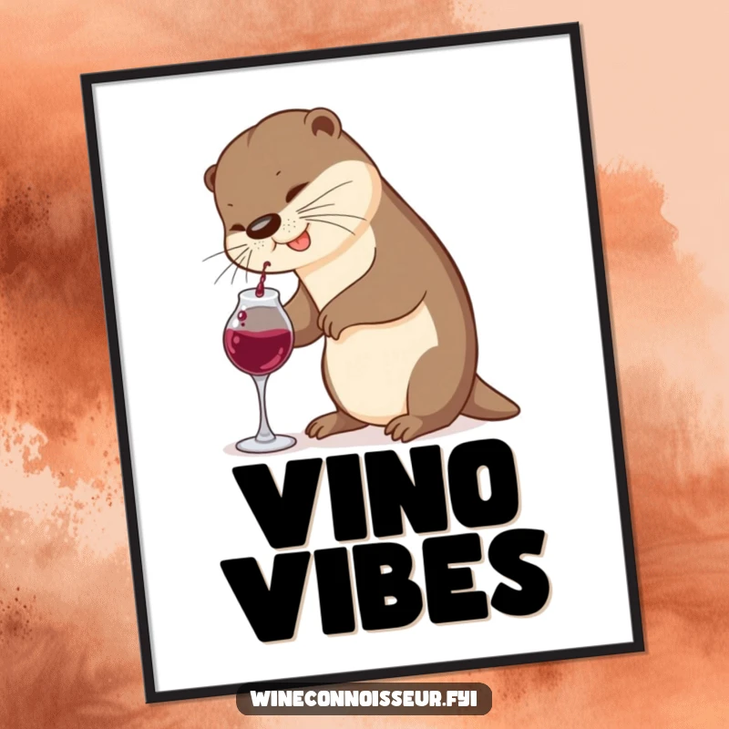 Funny Otter Digital Art: A playful otter humorously pours wine from a tiny decanter, offering instant downloadable fun.