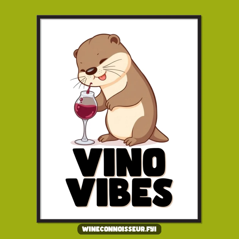 Funny Otter Wine Digital Print: Instant Downloadable Art for Playful Decor