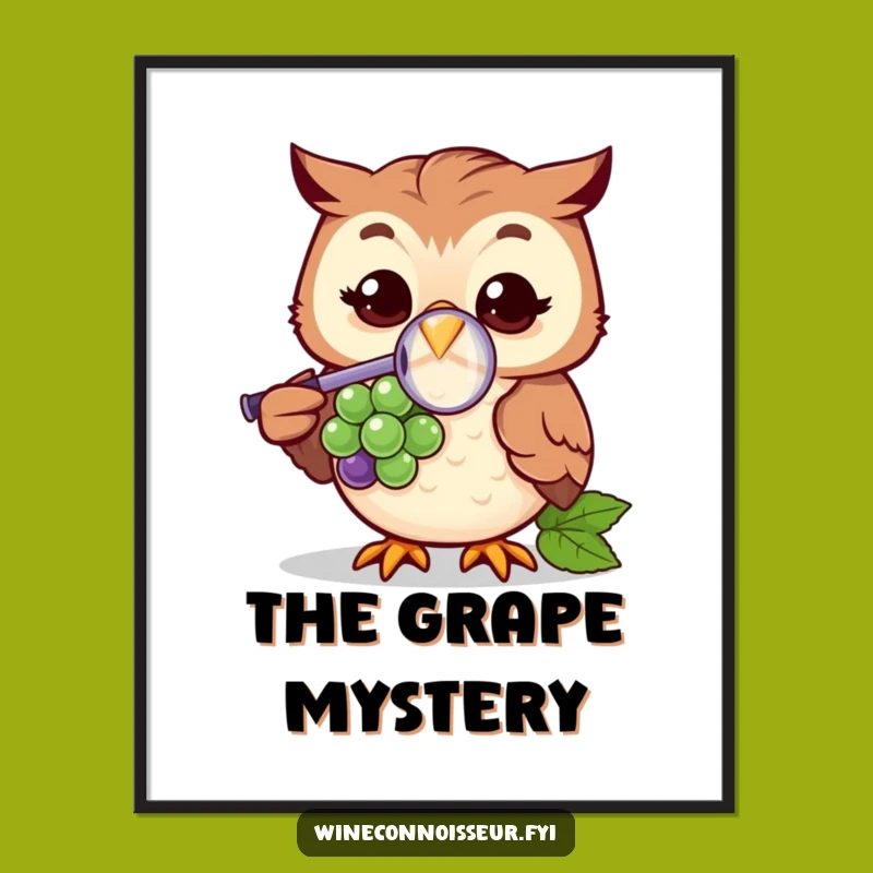 Funny Owl Grape Detective Digital Art - Instant Download for Whimsical Decor