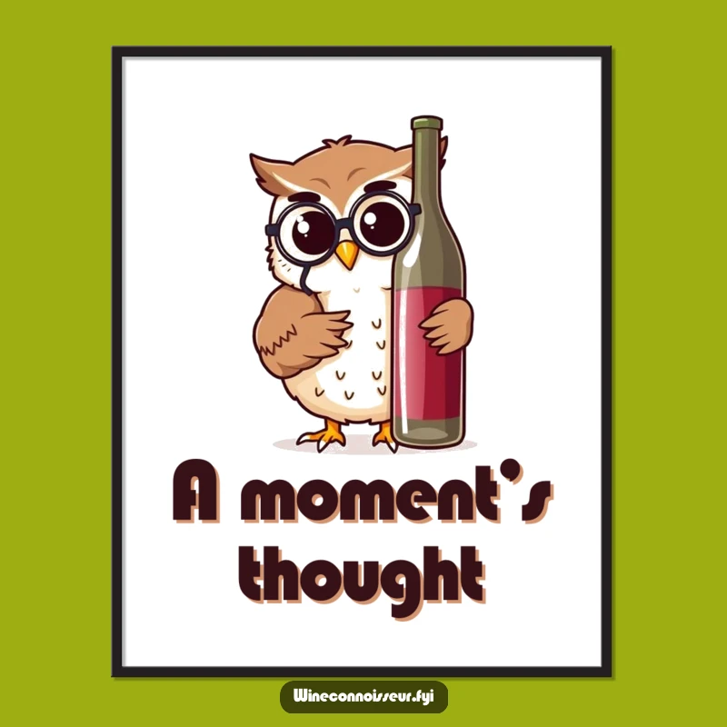 Funny Owl Wine Expert Digital Art: Wise Connoisseur Masterpiece, Perfect Humorous Decor Gift