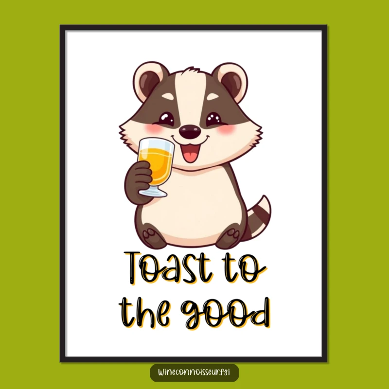 High-Res Funny Badger Toasting Digital Art: Instant Cheers for Your Walls