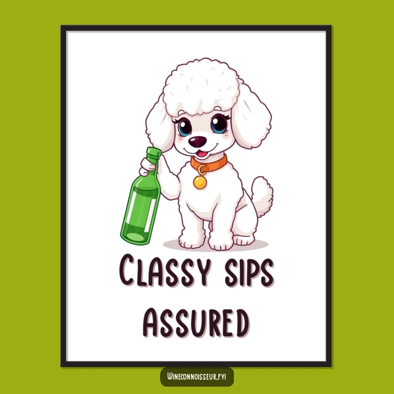Instant Download Funny White Poodle Art - Elegant Printable Decor for a Chic Home