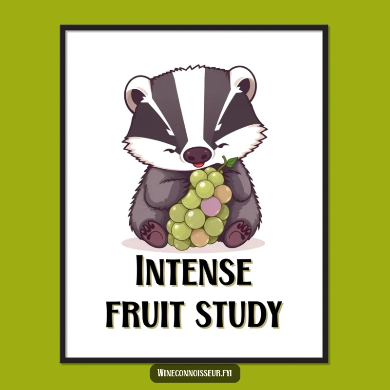 Funny Badger Grape Exam Digital Art, Instant Intense Wall Decor Print Gift