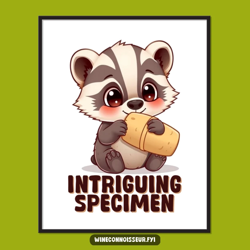 Funny Kawaii Badger Cork Digital Art: Instant Curiosity Decor, Gift