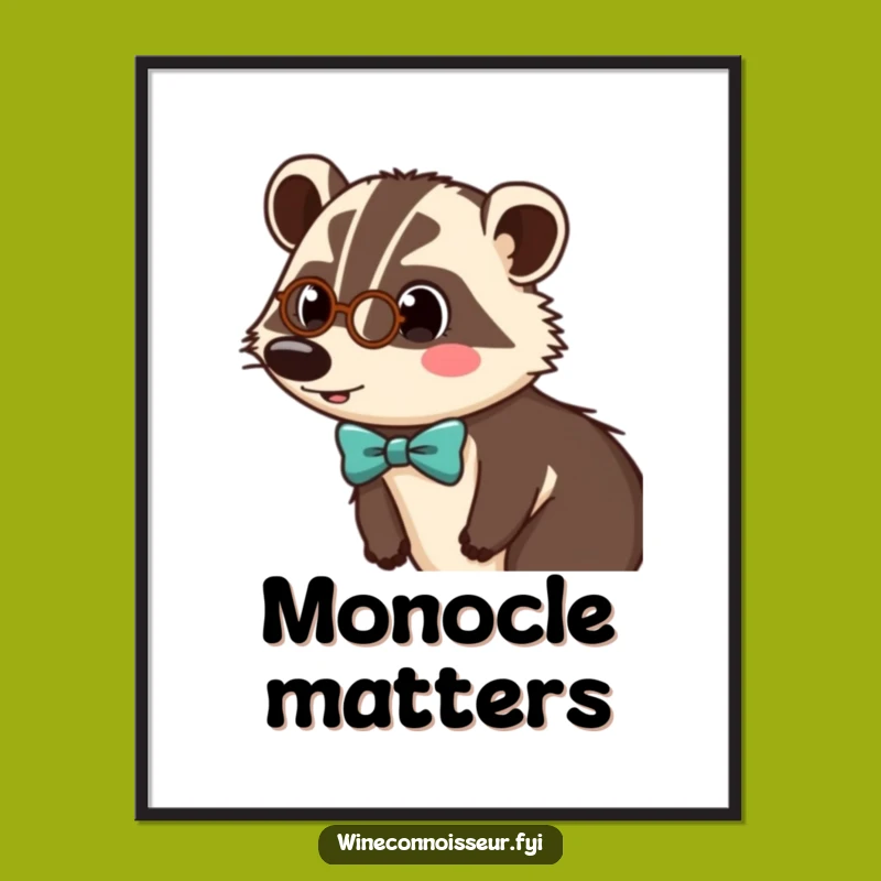 Funny Badger Monocle Digital Art - Instant Sophistication for Your Walls