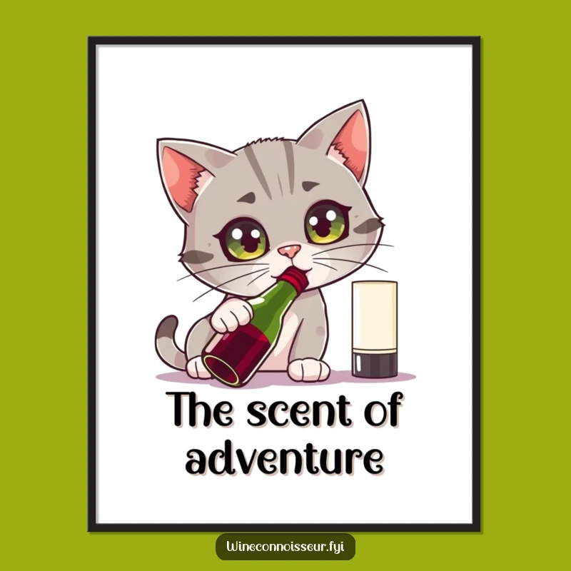 Funny Curious Cat Wine Digital Art - Intense Sniff Perfect Funny Gift