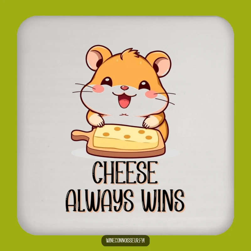 Funny Kawaii Hamster Cheese Board Drink Coaster - Protect Surfaces with Humorous Style