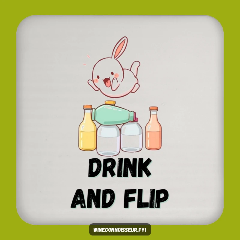 Funny Rabbit Somersault Coasters - Protect Surfaces with Playful Pizzazz