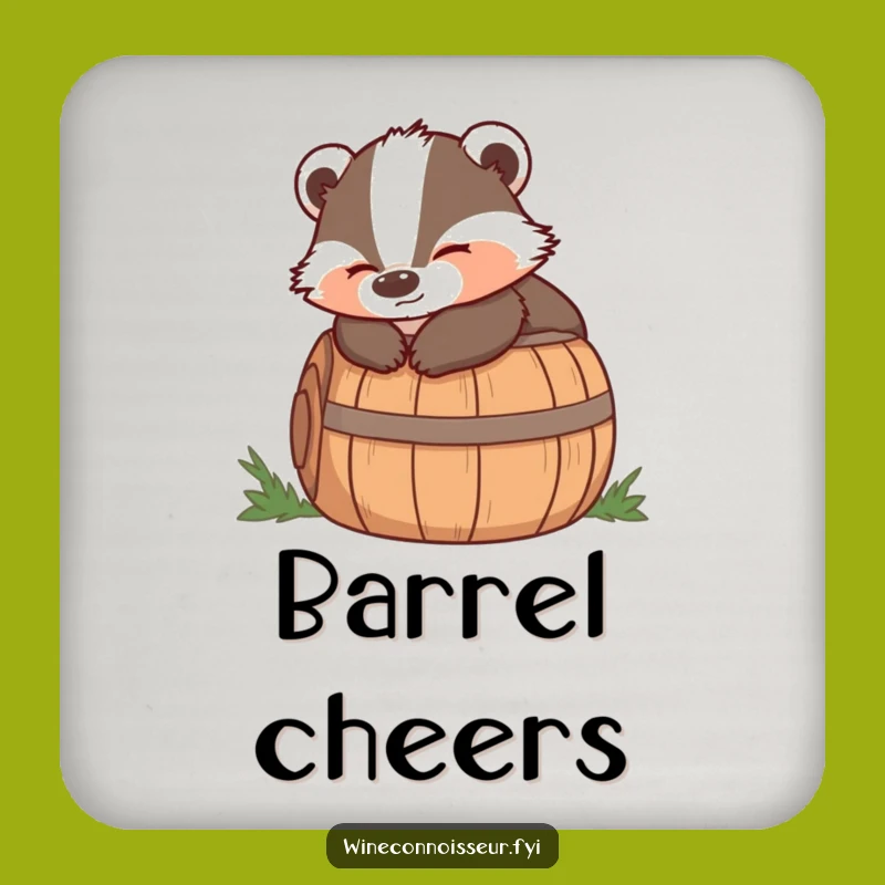 Funny Badger Barrel Coaster: Protect Surfaces With Wise Calm!