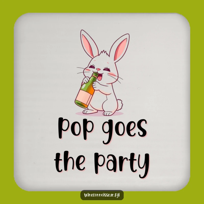 Funny Determined Rabbit Drink Coaster - Wine Lover Humor
