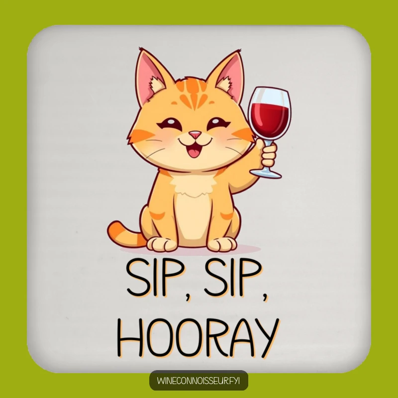 Set of Funny Orange Tabby Cat Coasters - Protect Furniture with Feline Wine Charm