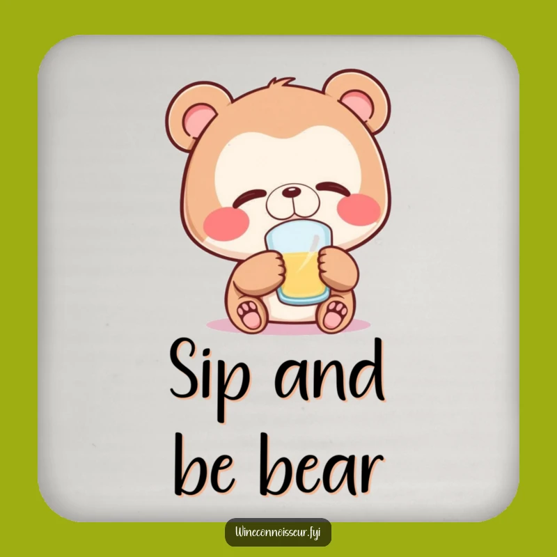 Funny Bear Sipping Coasters - Relaxation Bar Decor, Gift Set