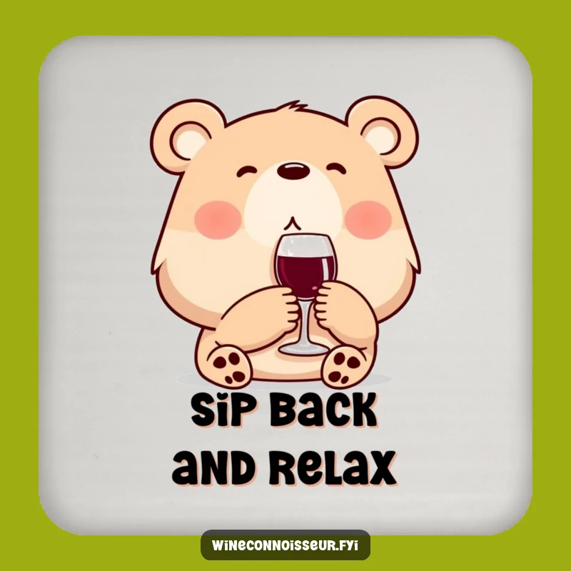 Funny Protective Wine Bear Coaster: Sip Art for Tables