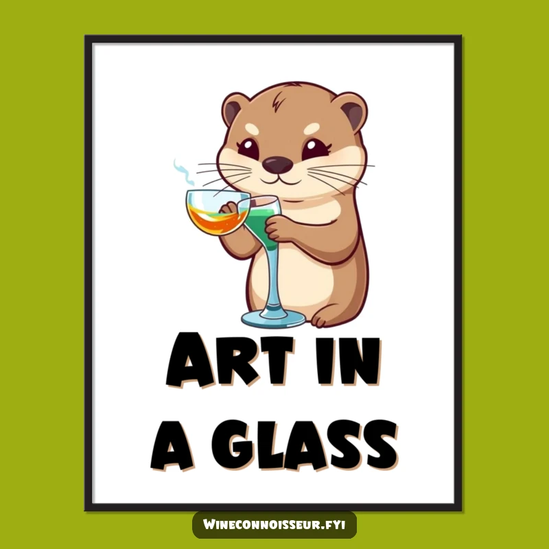 Funny Otter Swirling Poster - Sophisticated Art, Elegant Decor